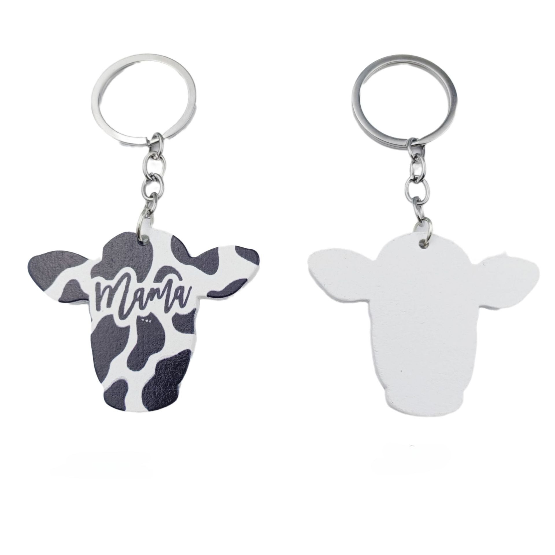 Wholesale Wooden Milk Cow Head Mother's Day Gift MAMA Keychain